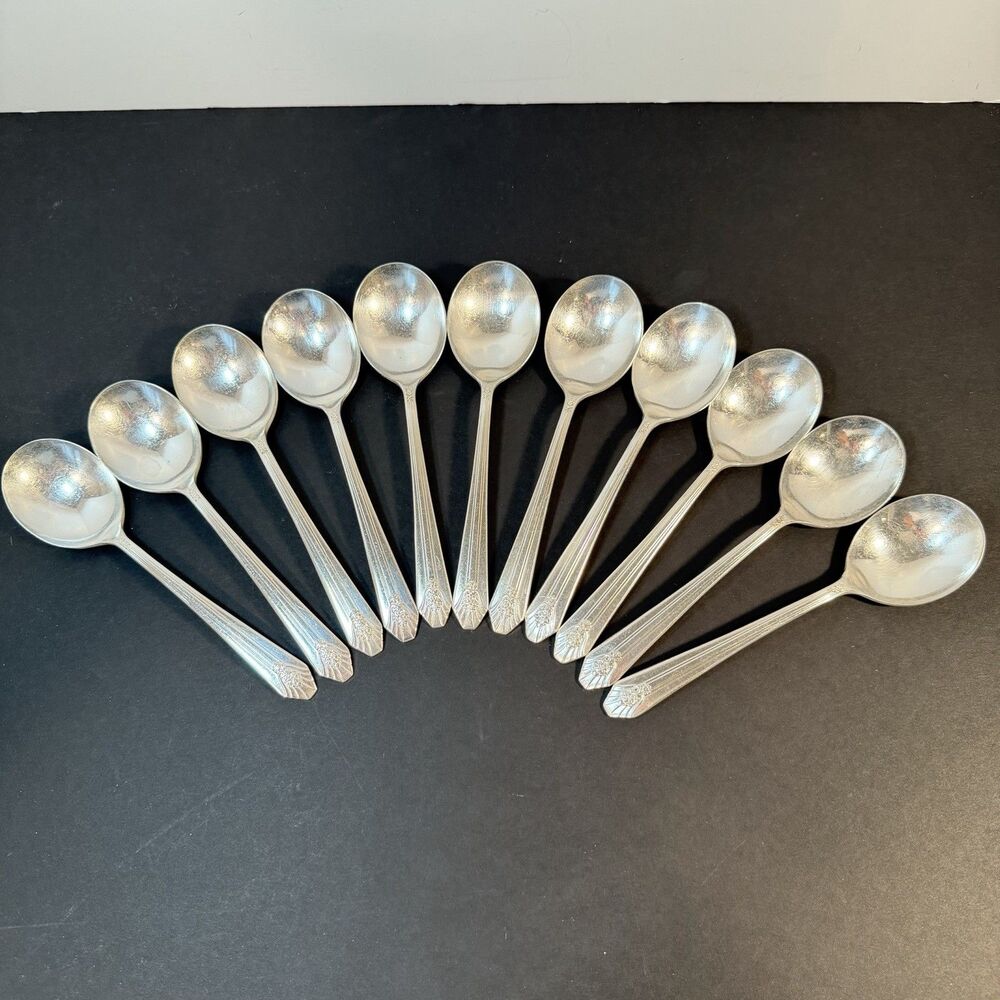 11 Wm A Rogers Sectional IMPERIAL Round Soup Spoons Silverplate Flatware